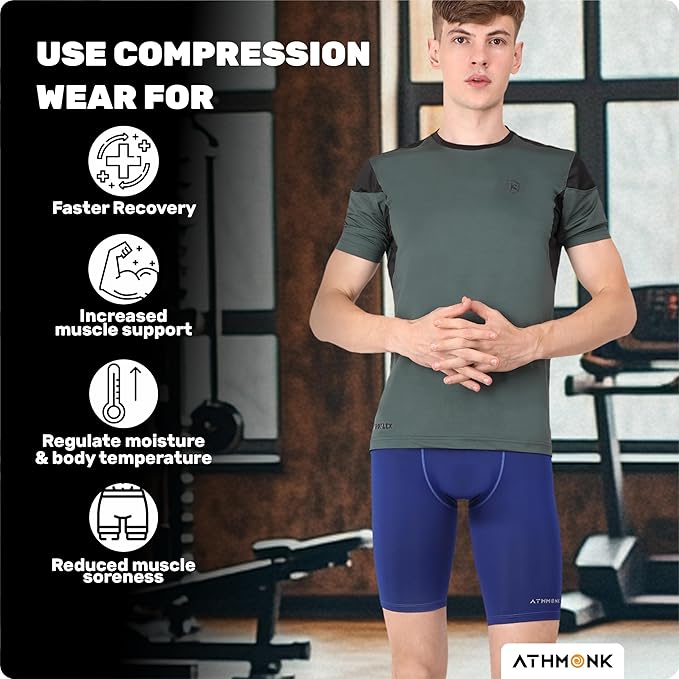 Athmonk 4-Way Lycra Compression Shorts for Men